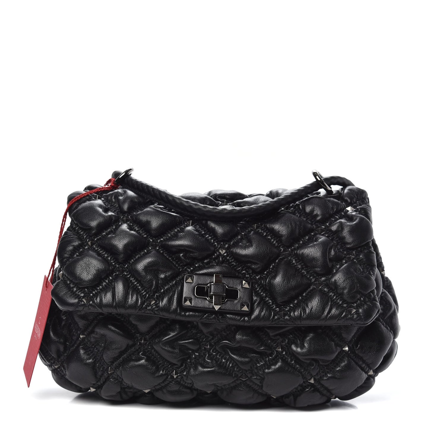 Nappa Medium Spikeme Shoulder Bag Black