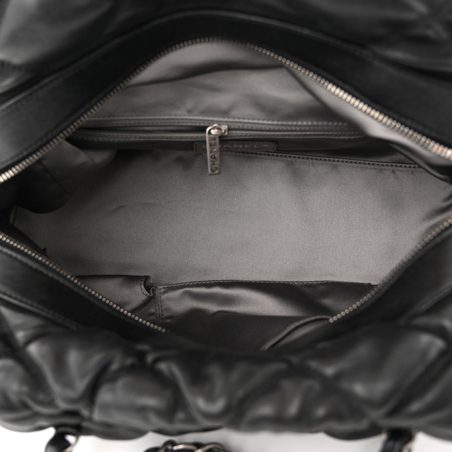 Calfskin Bubble Quilt Bowler Black