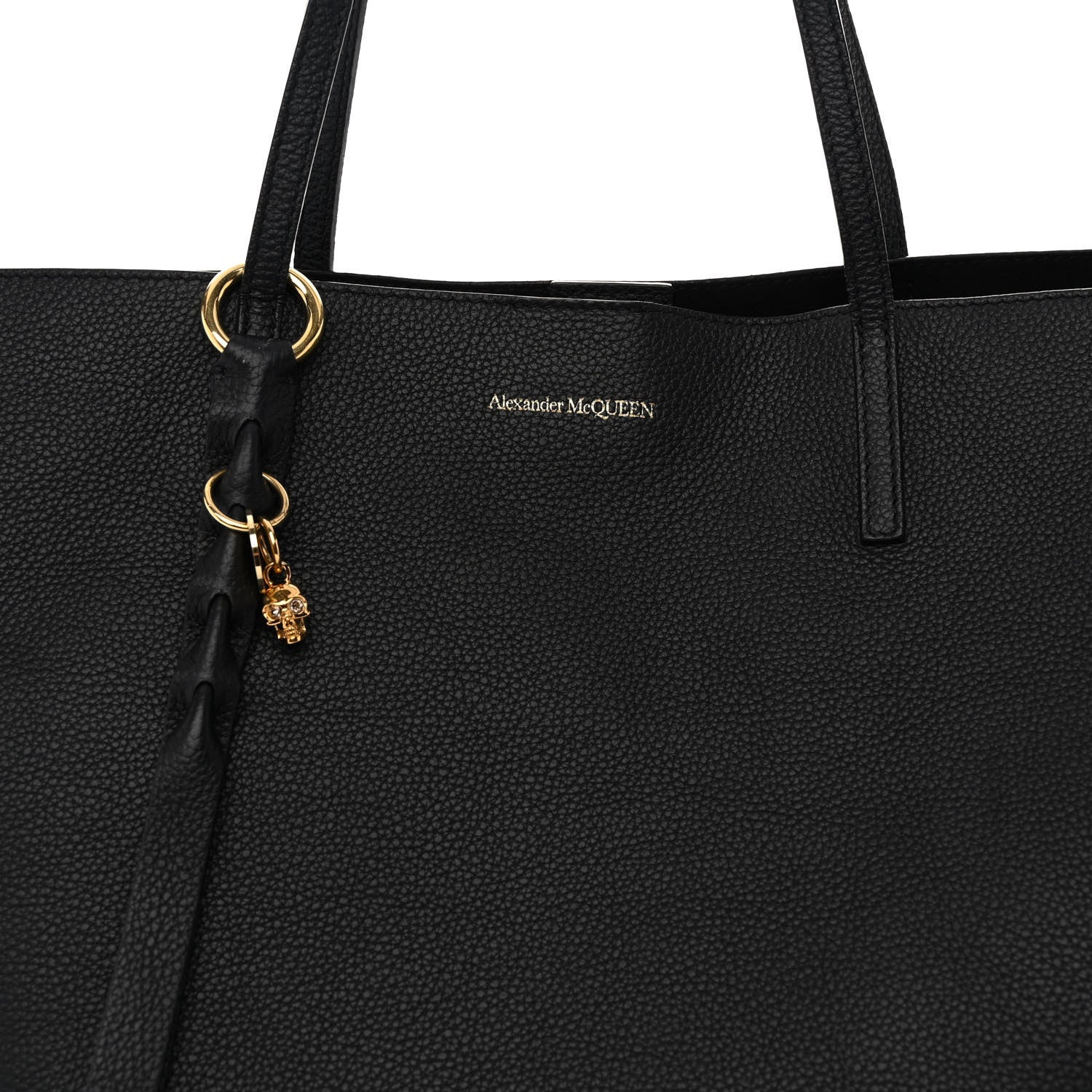 Alexander McQueen Grained Calfskin Skull Open Shopper Tote Black 7 of 11
