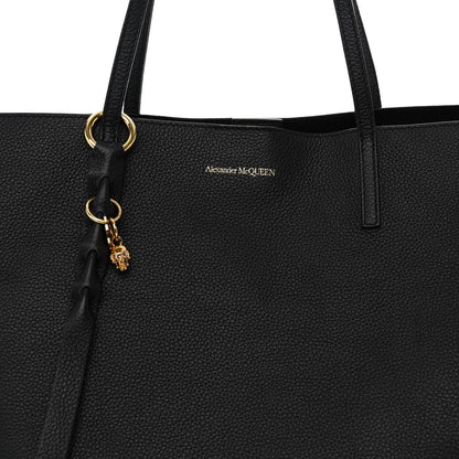 Alexander McQueen Grained Calfskin Skull Open Shopper Tote Black 7 of 11