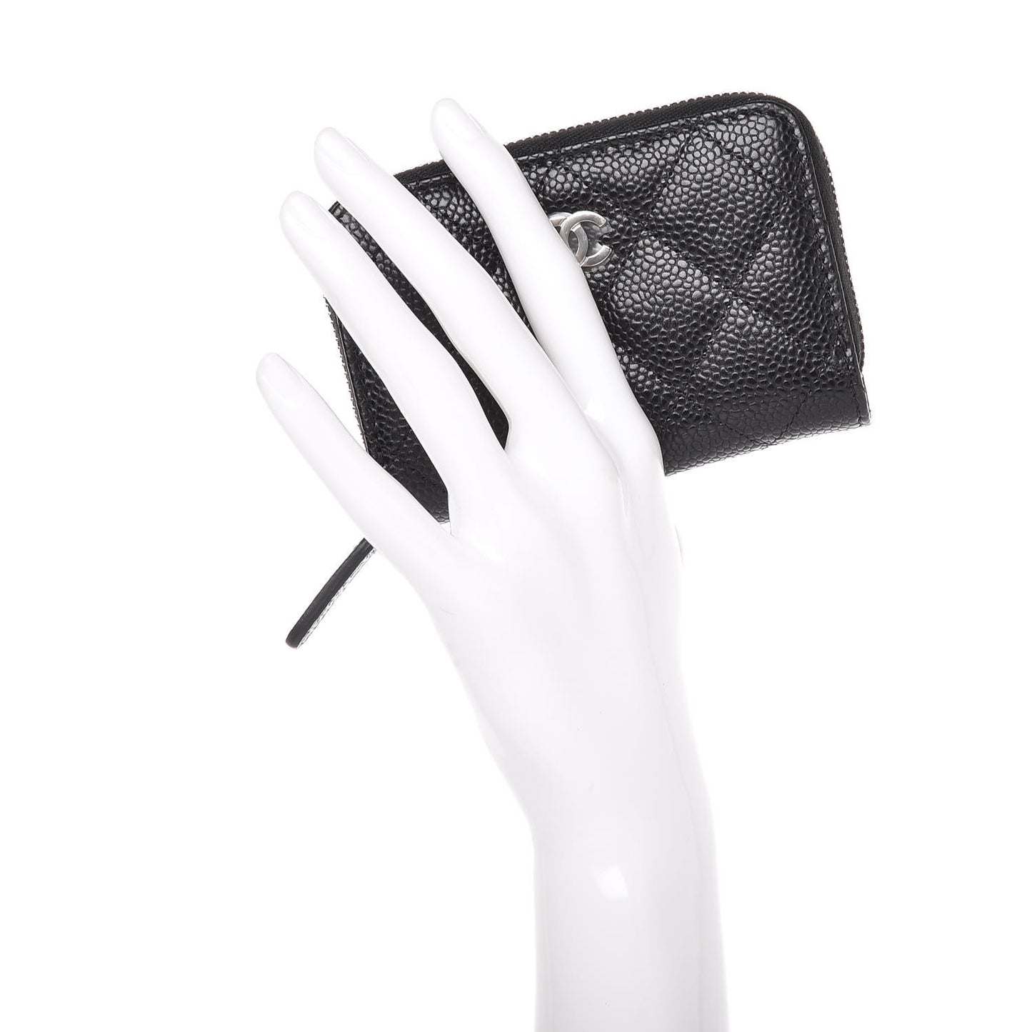 Caviar Quilted Zip Coin Purse Black