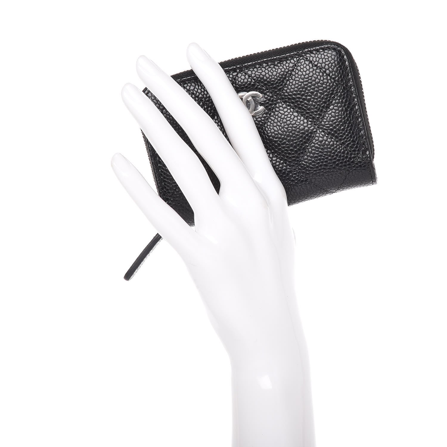 Chanel Caviar Quilted Zip Coin Purse Black 2 of 9