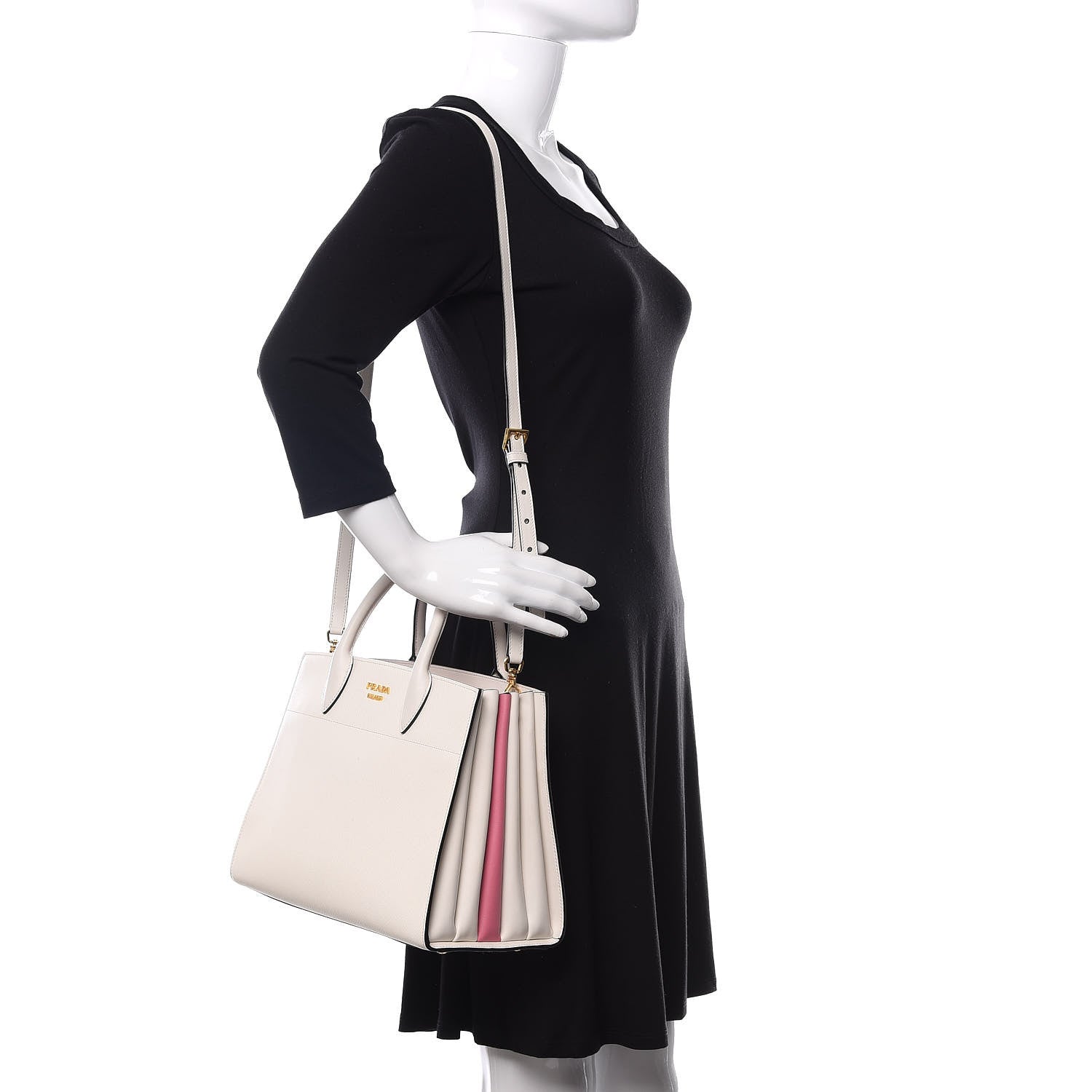 Prada Saffiano City Calf Bibliotheque Bag White Begonia 2 of 11