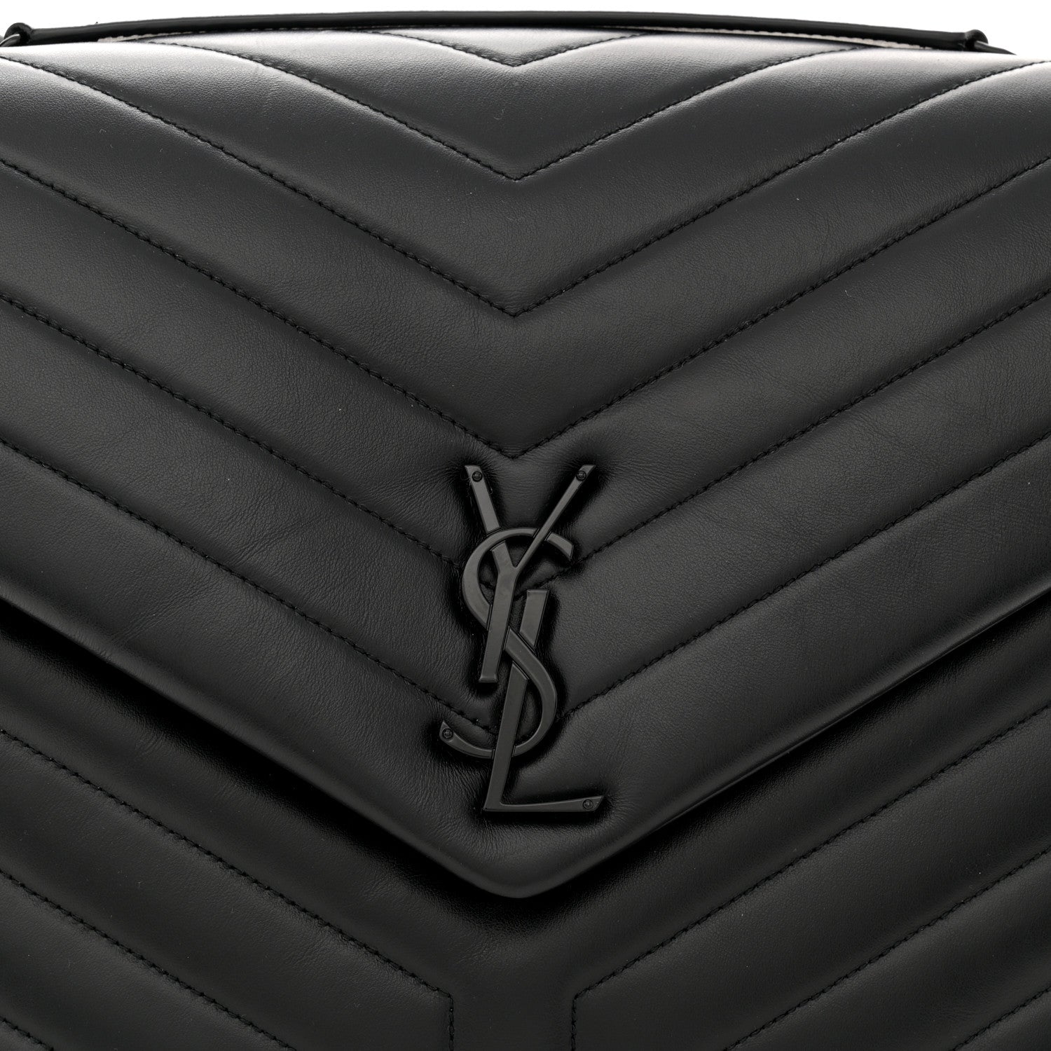 Saint Laurent Calfskin Y Quilted Monogram Monochrome Large Loulou Chain Satchel Black 9 of 12