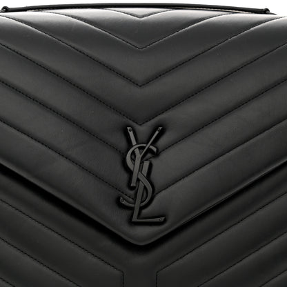 Saint Laurent Calfskin Y Quilted Monogram Monochrome Large Loulou Chain Satchel Black 9 of 12
