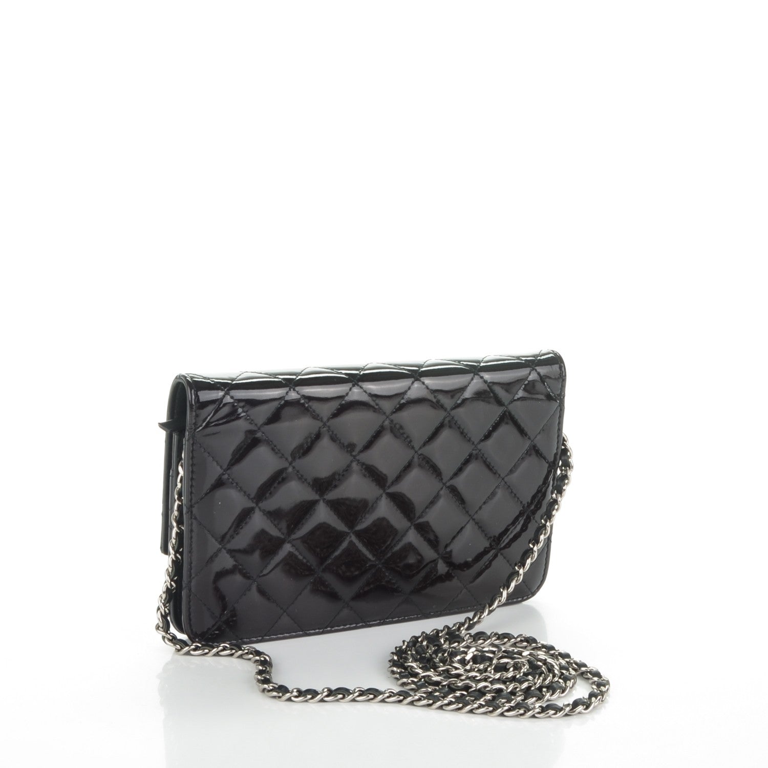 Chanel Patent Quilted Brilliant Wallet On Chain WOC Black 3 of 8