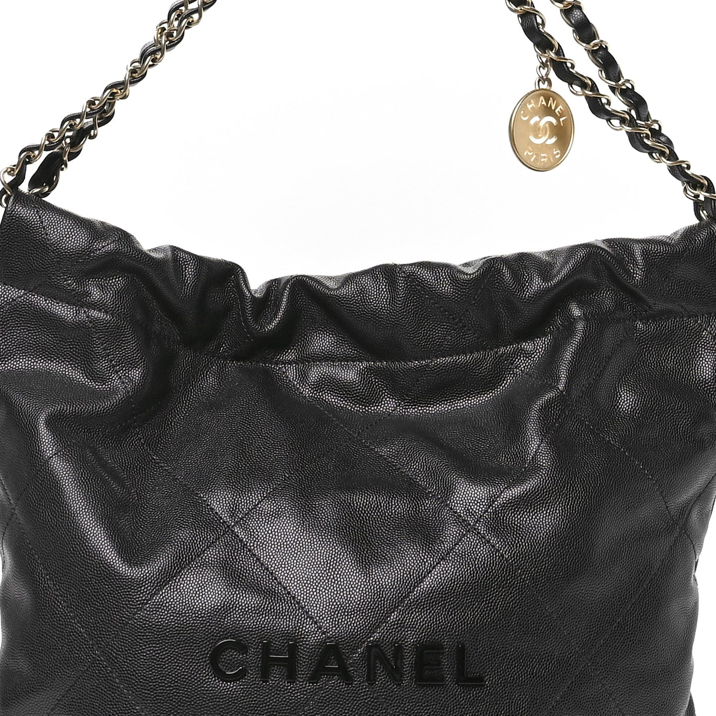 Shiny Caviar Quilted Monochrome Small Chanel 22 Black