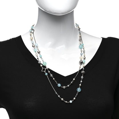 David Yurman Sterling Silver Aquamarine Pearl Blue Topaz Chalcedony Moon Quartz 14mm Quatrefoil Necklace 2 of 4