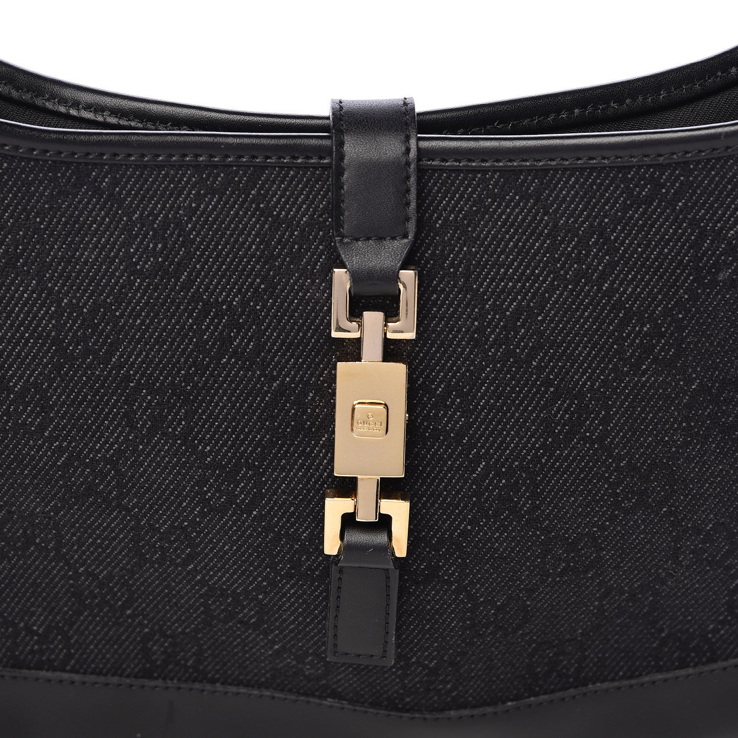 Gucci Denim Monogram Small Jackie O Hobo Black 8 of 10