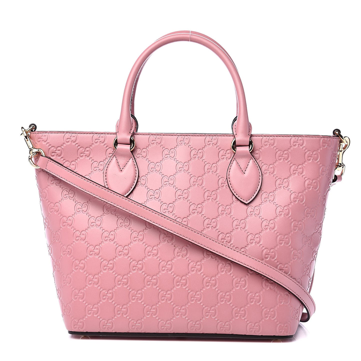 Guccissima Signature Small Zippered Bucket Tote Rose Baby Candy