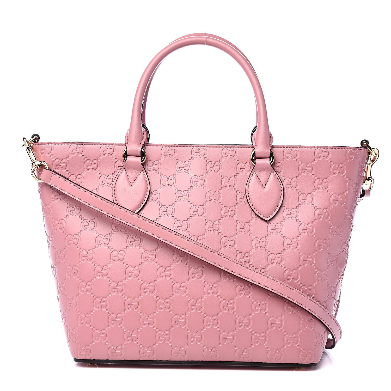 Gucci Guccissima Signature Small Zippered Bucket Tote Rose Baby Candy 1 of 10