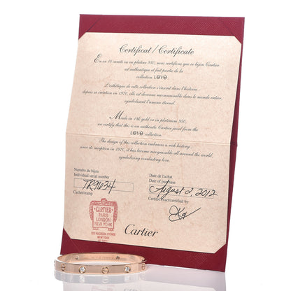 Cartier 18K Pink Gold 4 Diamond LOVE Bracelet 17 5 of 6