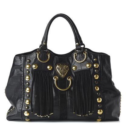 Gucci Calfskin Suede Fringe Large Babouska Tote Black 1 of 11