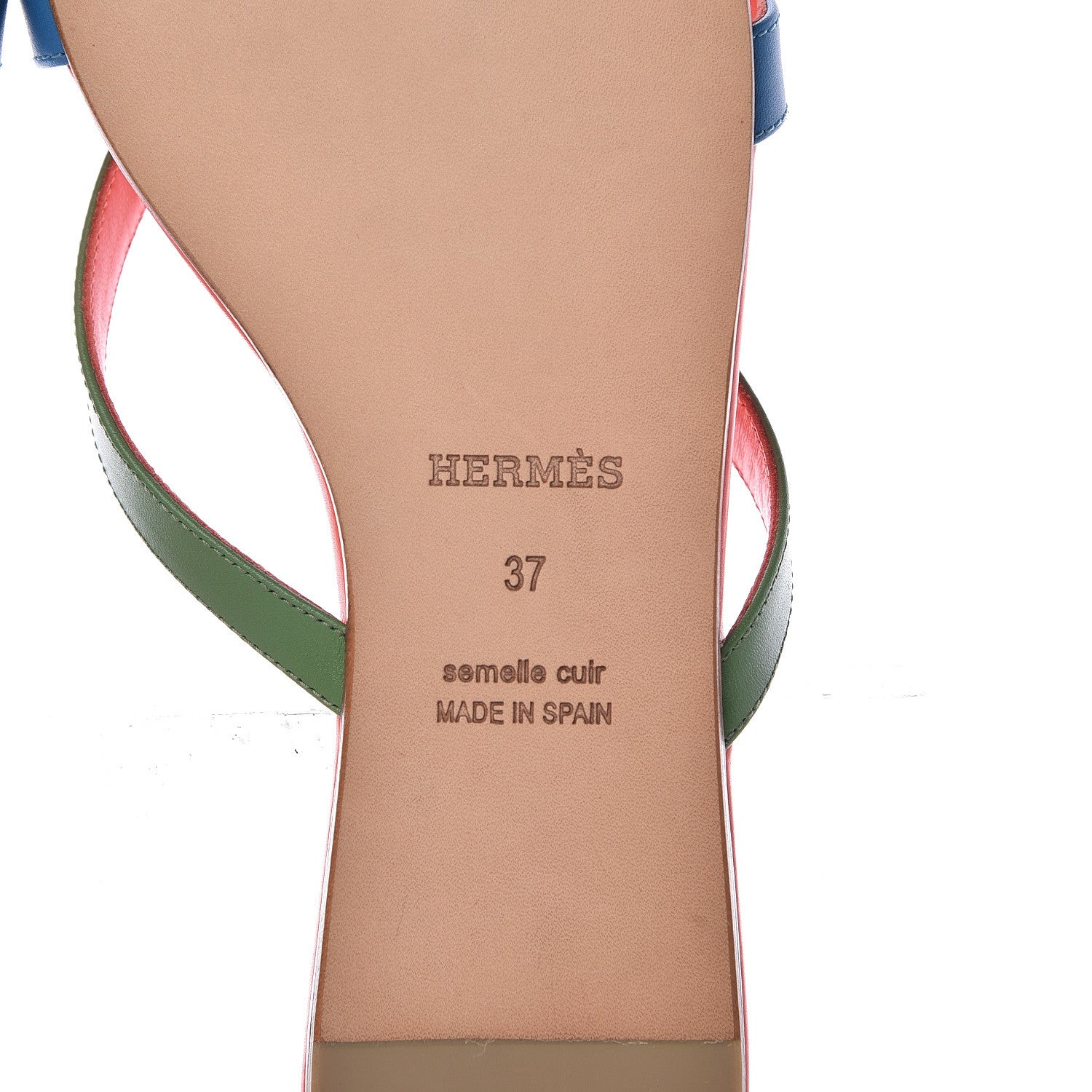 Hermes Nappa Calfskin Corfou Sandals 37 Multicolor Celeste 7 of 9