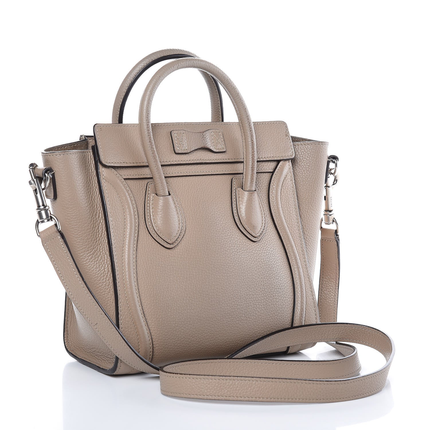 Celine Drummed Calfskin Nano Luggage Dune 3 of 12
