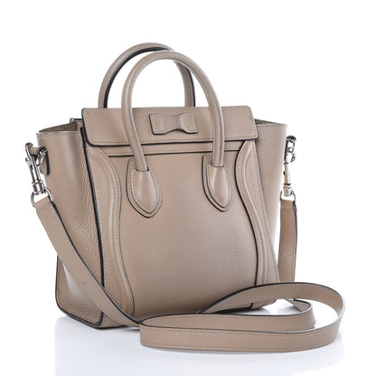 Celine Drummed Calfskin Nano Luggage Dune 3 of 12