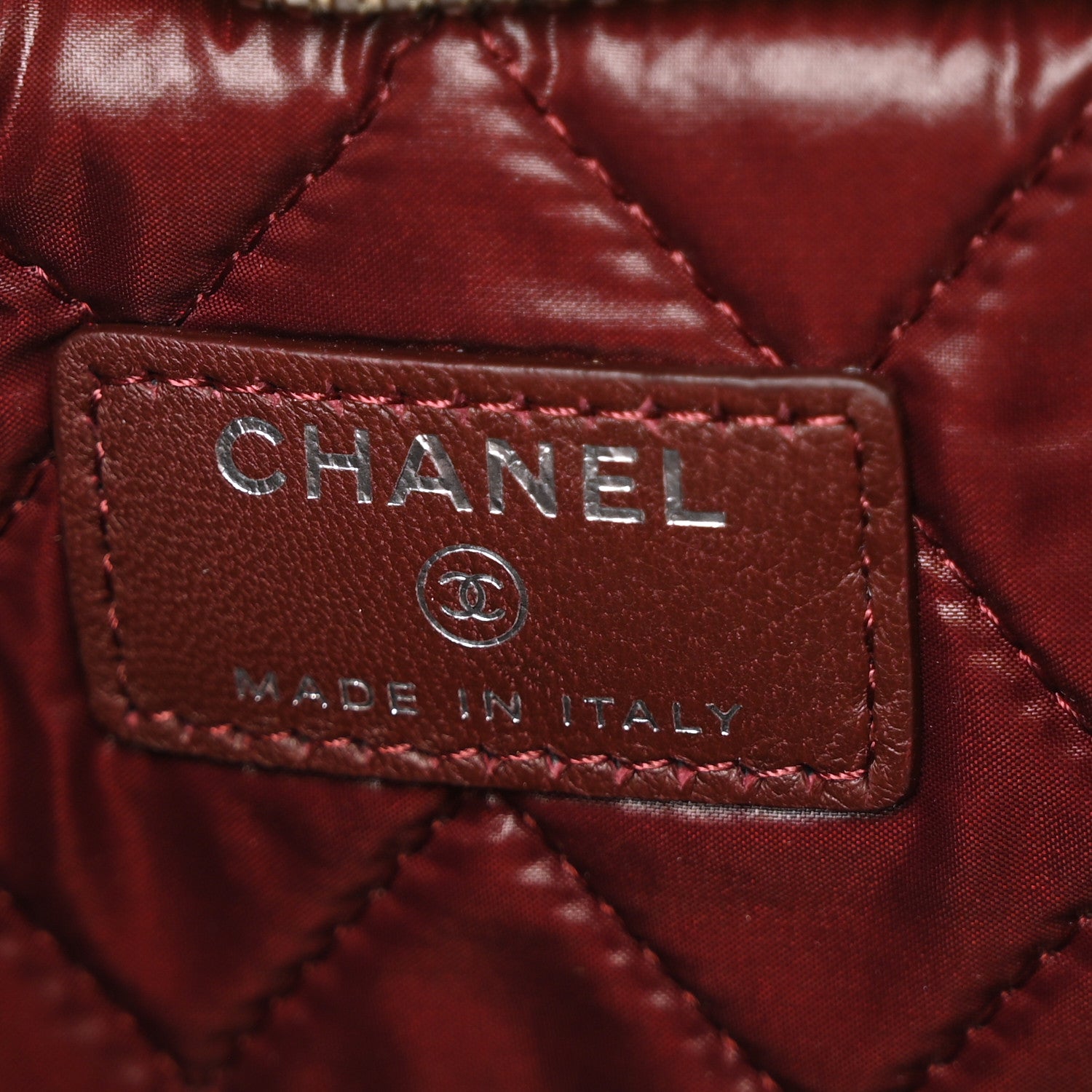 Chanel Lambskin Patchwork Medium Cosmetic Case Multicolor Burgundy 6 of 7