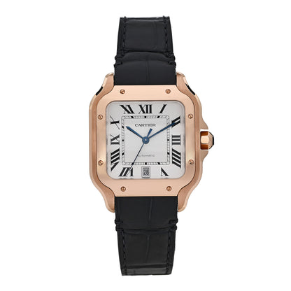 Cartier 18K Pink Gold Alligator 39.8mm Santos de Cartier Automatic Watch Grey 1 of 5