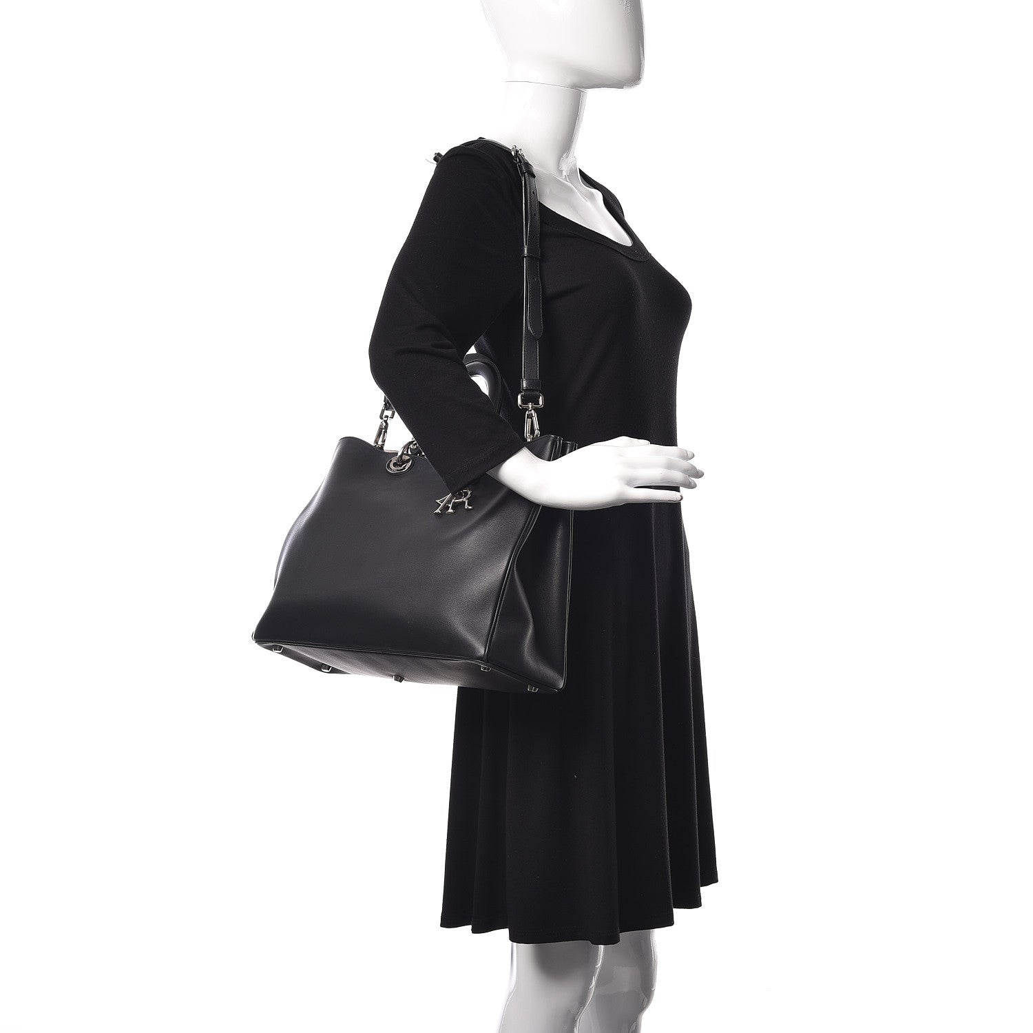 Christian Dior Smooth Calfskin Large Diorissimo Tote Black Rose Poudre 2 of 21
