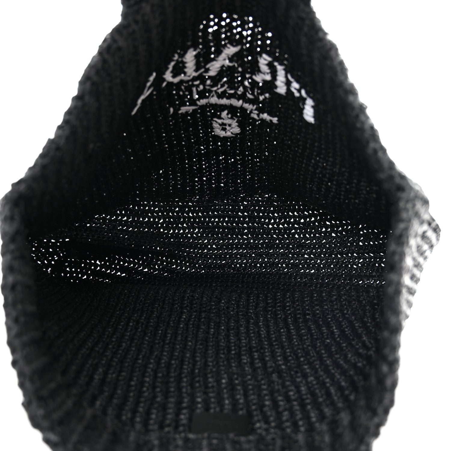Prada Yarn Raffia Effect Crochet Large Logo Tote Black 5 of 10