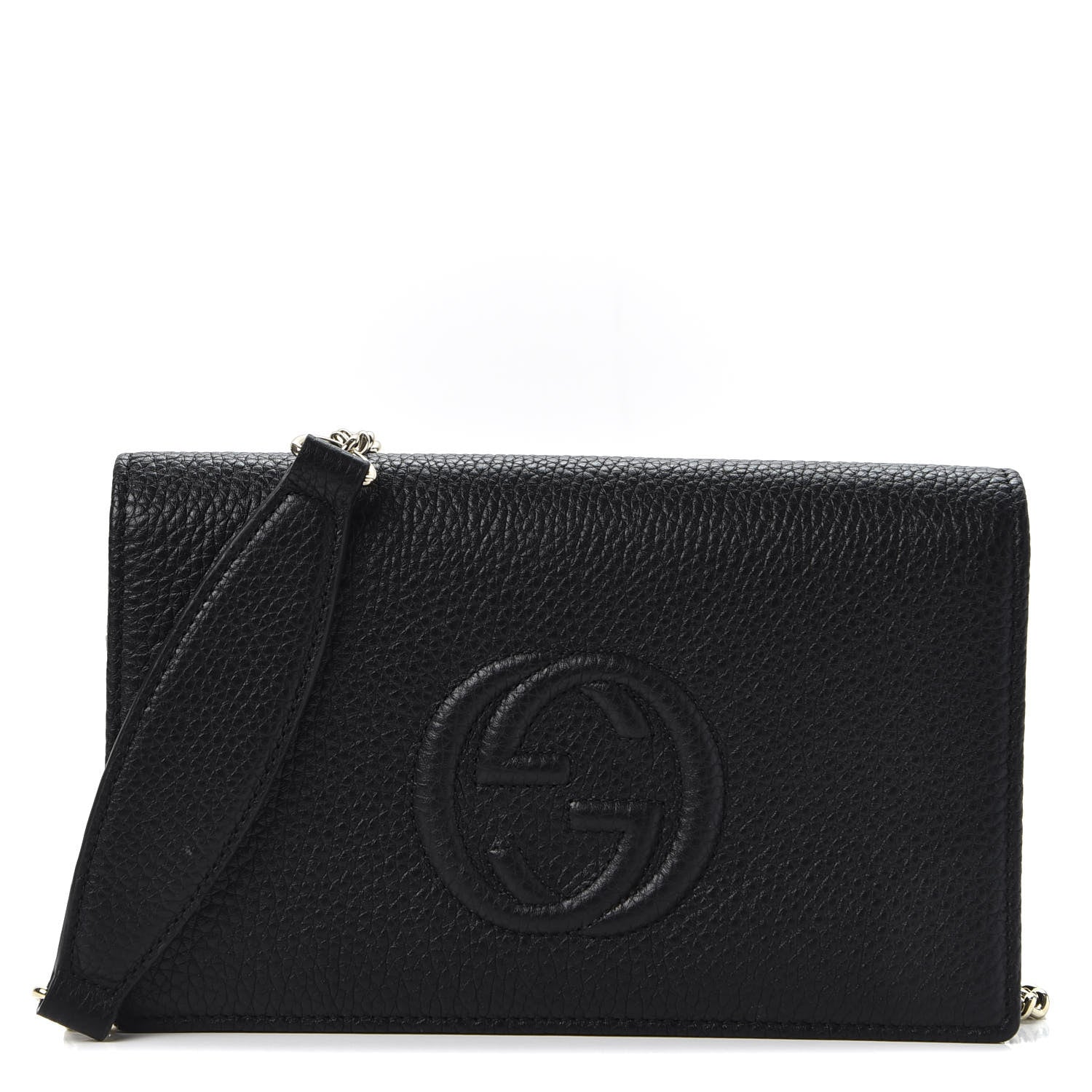 Gucci Pebbled Calfskin Soho Wallet on Chain Black 1 of 9