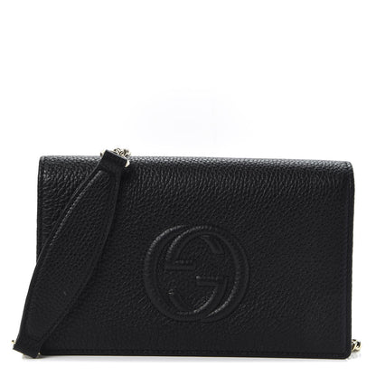 Gucci Pebbled Calfskin Soho Wallet on Chain Black 1 of 9