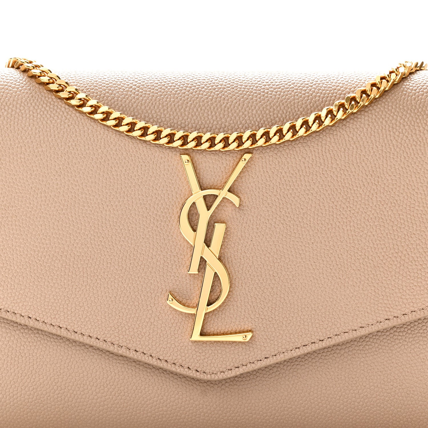 Saint Laurent Grain De Poudre Monogram Uptown Chain Wallet Dark Beige 8 of 10