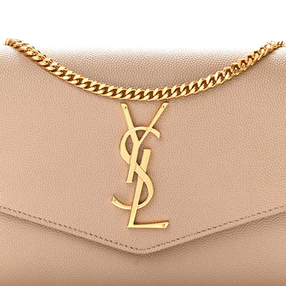 Saint Laurent Grain De Poudre Monogram Uptown Chain Wallet Dark Beige 8 of 10
