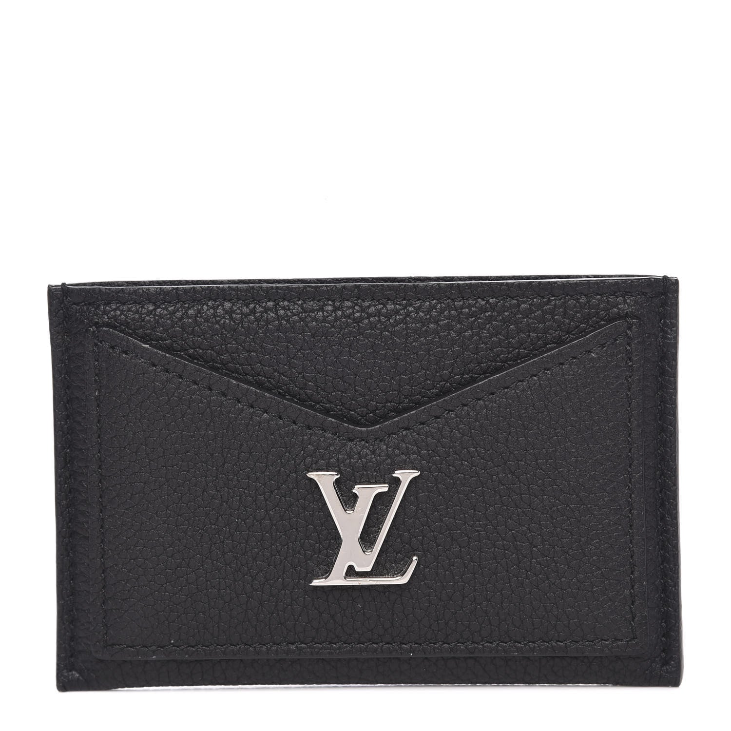 Louis Vuitton Calfskin Lockme Card Holder Black 1 of 7
