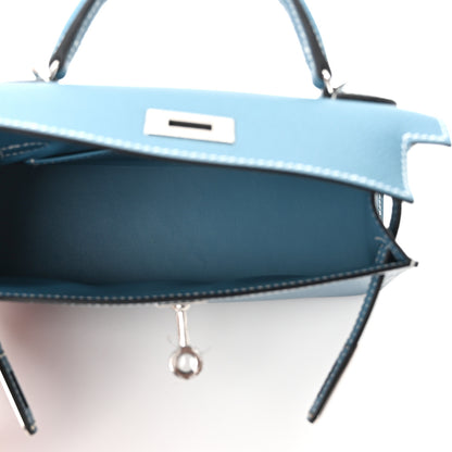 Hermes Epsom Mini Kelly Sellier 20 New Blue Jean 4 of 8