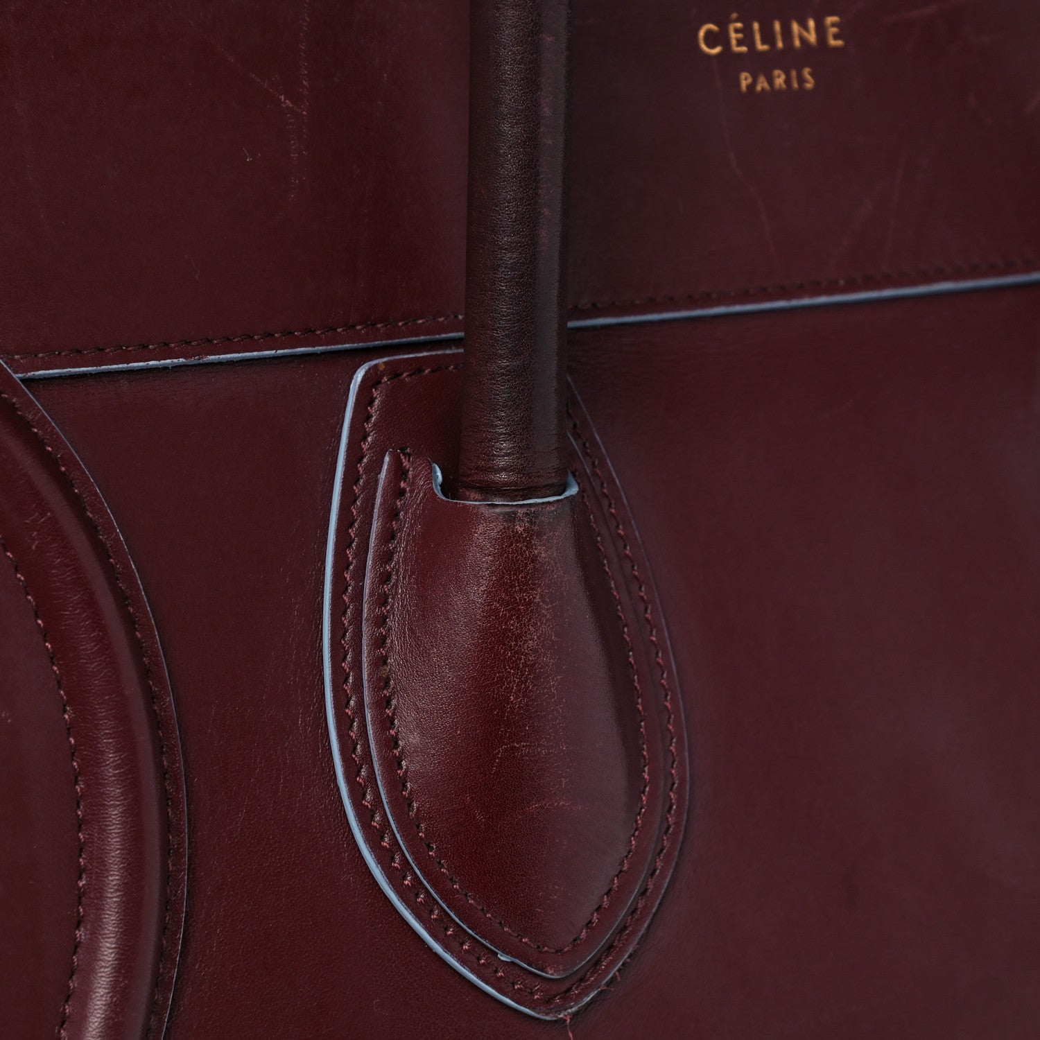 Celine Palmelato Mini Luggage Burgundy Azur Blue 27 of 33