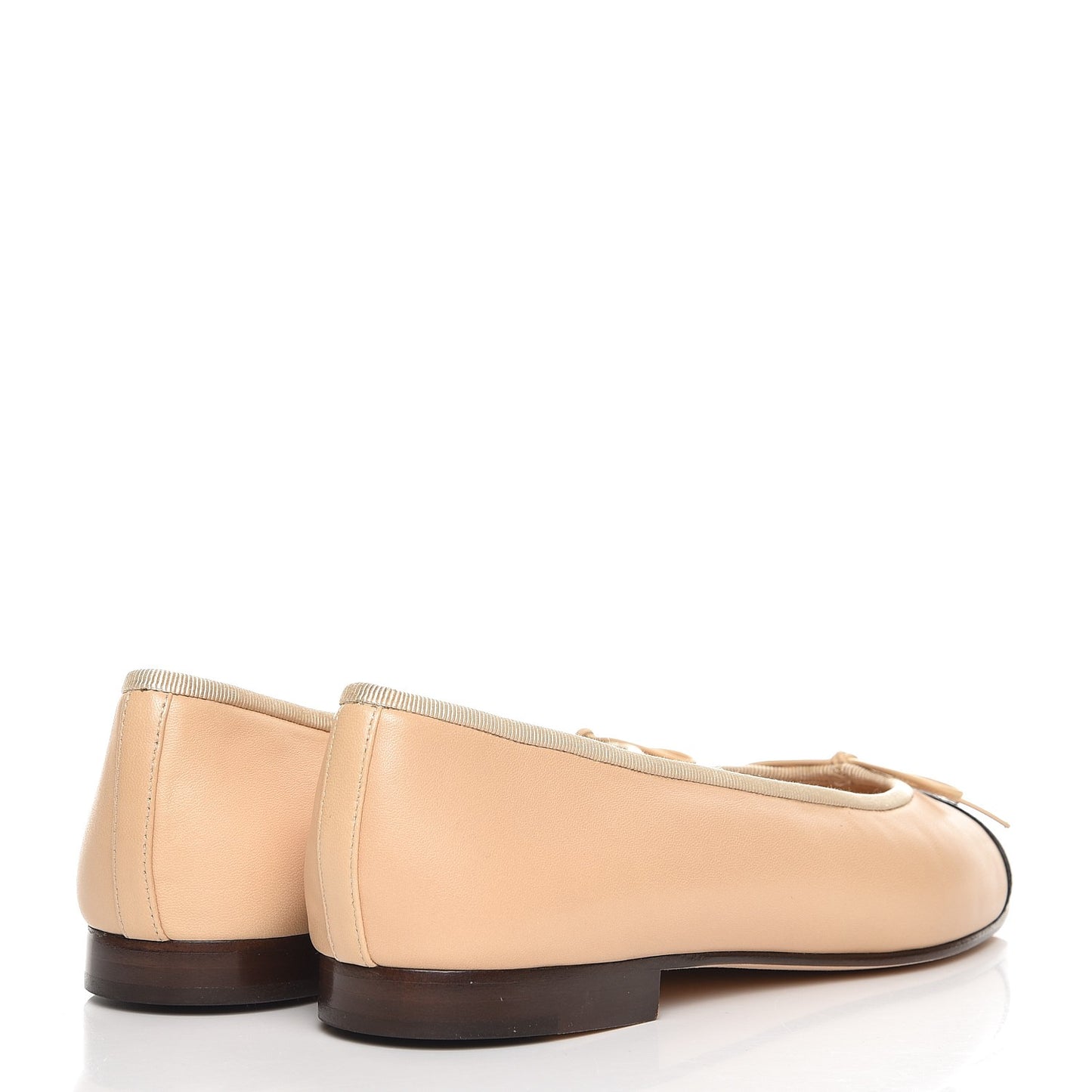 Lambskin Cap Toe CC Ballerina Flats 40 Beige Black