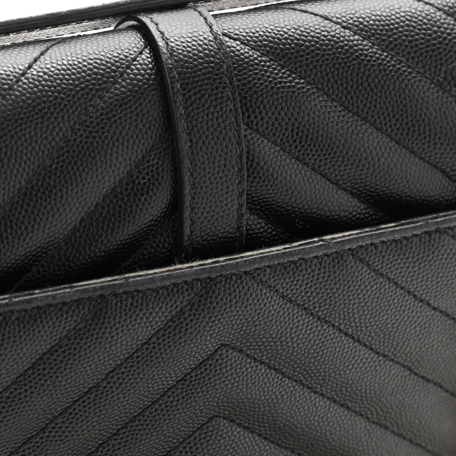 Saint Laurent Grain De Poudre Matelasse Chevron Medium Monogram Satchel Black 12 of 19
