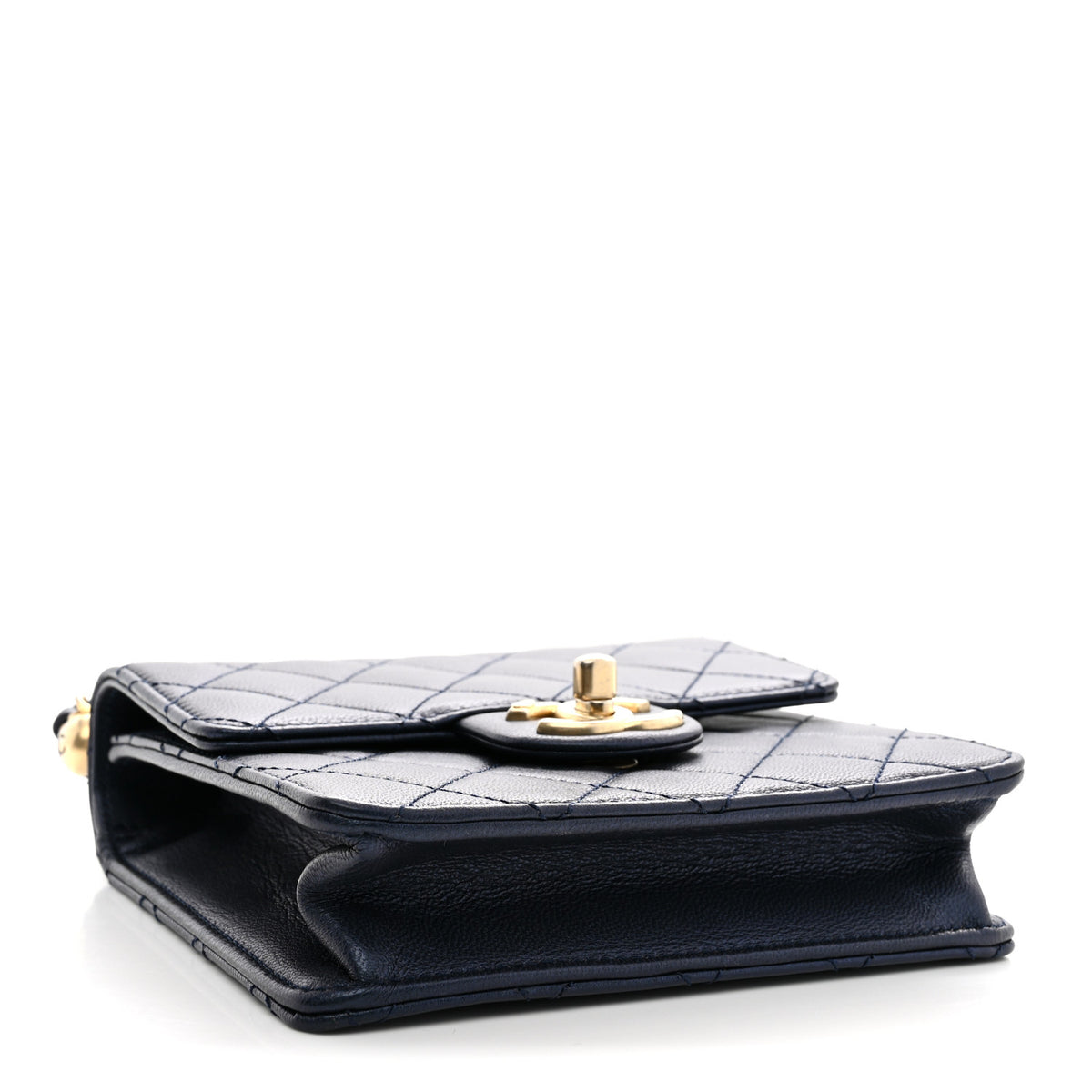 Chanel Iridescent Lambskin Quilted Chic Pearls Flap  Navy Blue 4 of 10