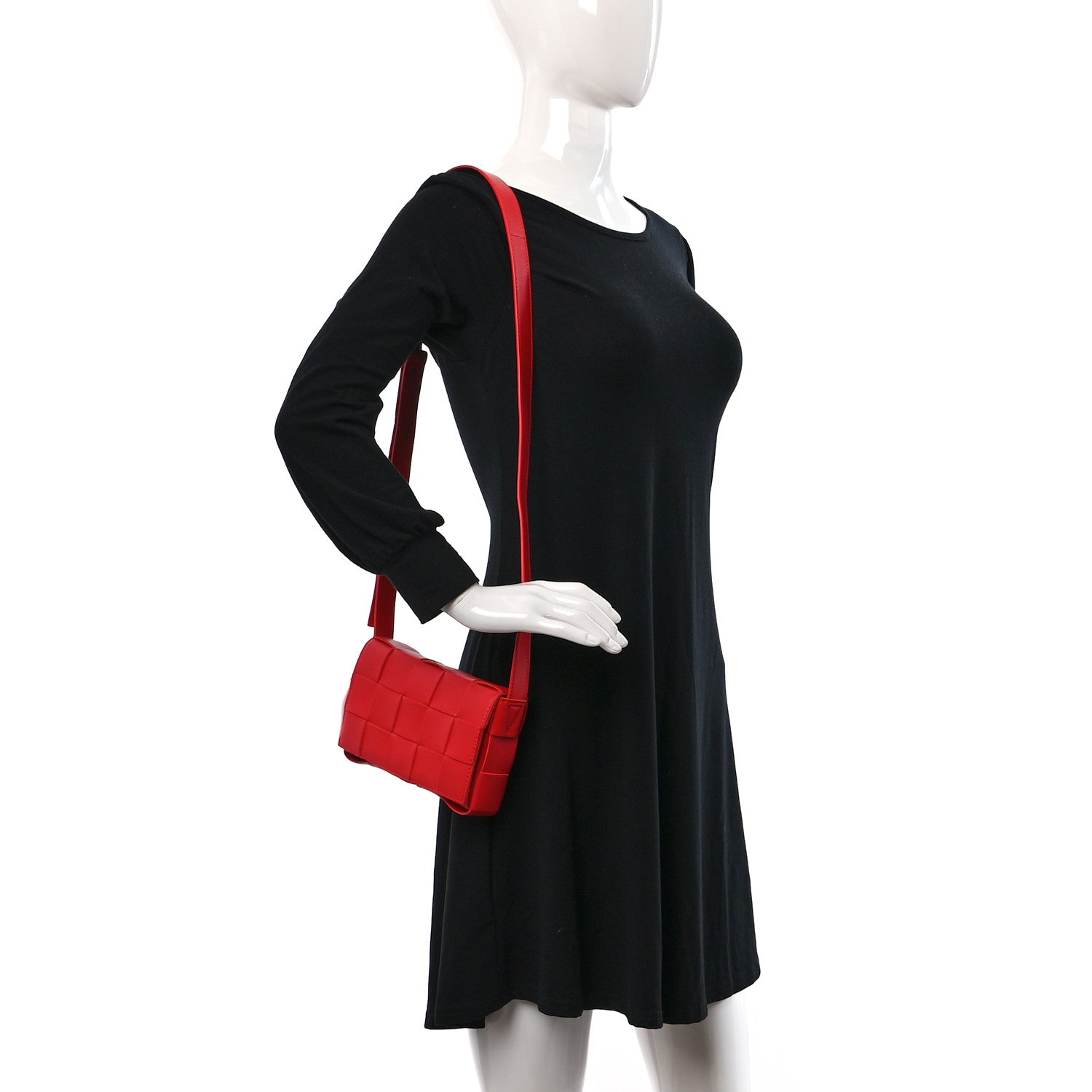 Bottega Veneta Lambskin Maxi Intrecciato Small Cassette Crossbody Bag Redstone 2 of 10