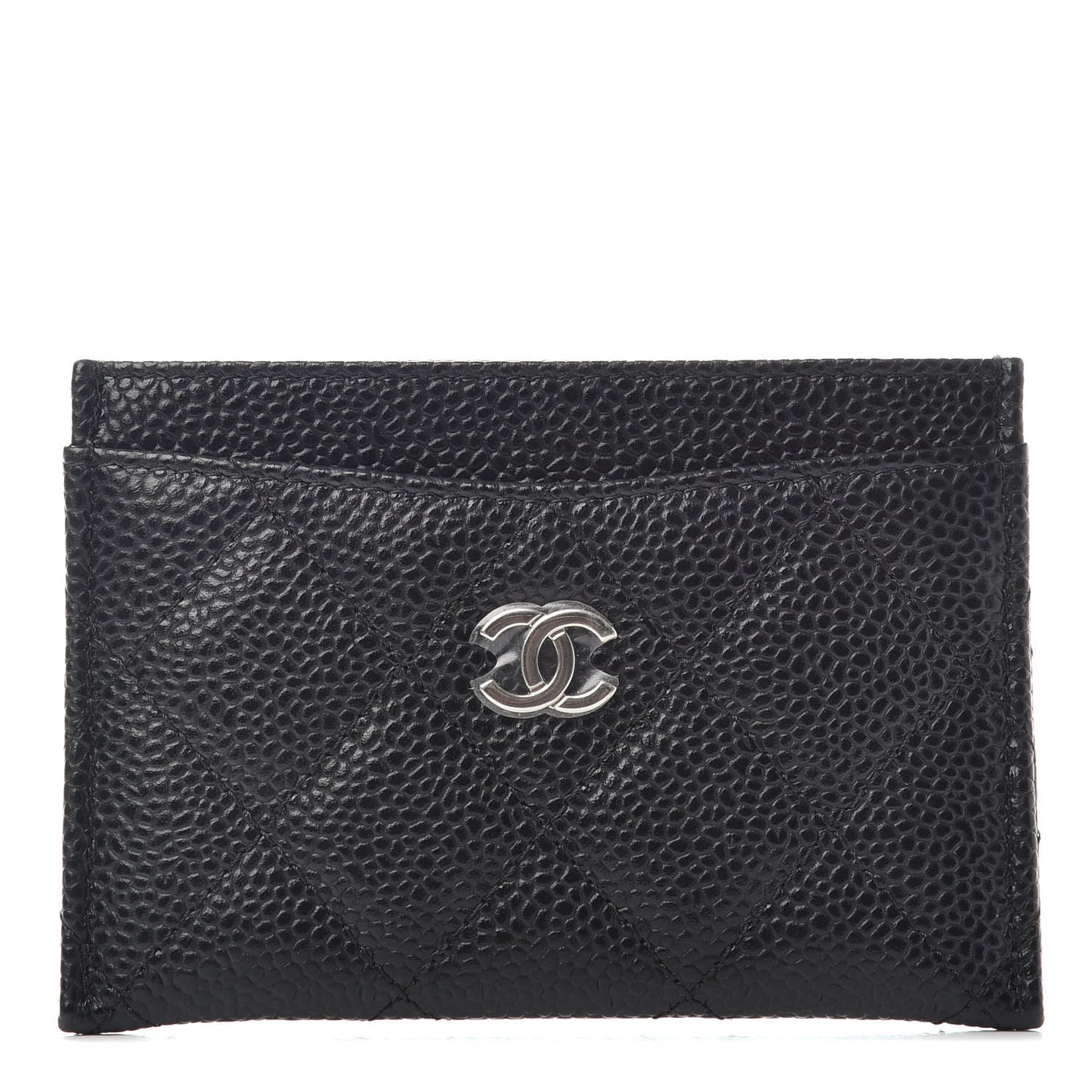 Caviar Quilted Card Holder Black