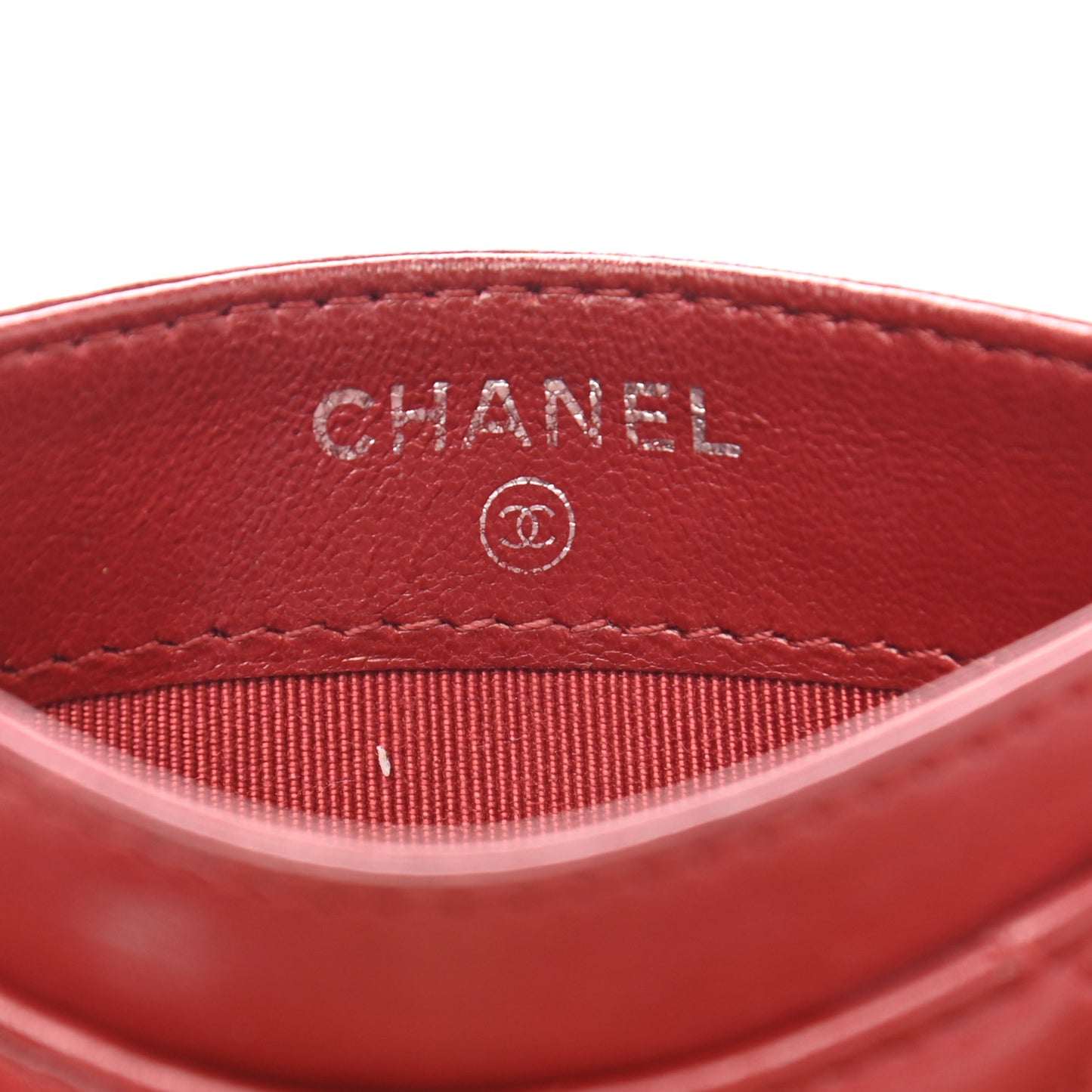 Lambskin Quilted Card Holder Red