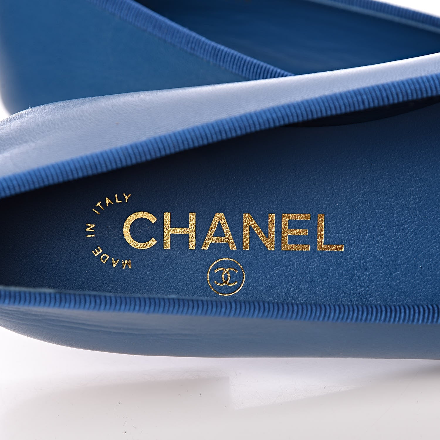 Chanel Goatskin Cap Toe CC Ballerina Flats 39 Blue 6 of 9