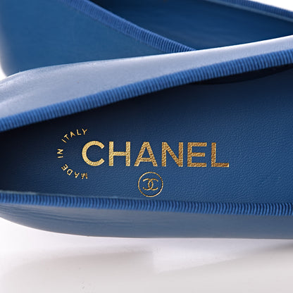 Chanel Goatskin Cap Toe CC Ballerina Flats 39 Blue 6 of 9