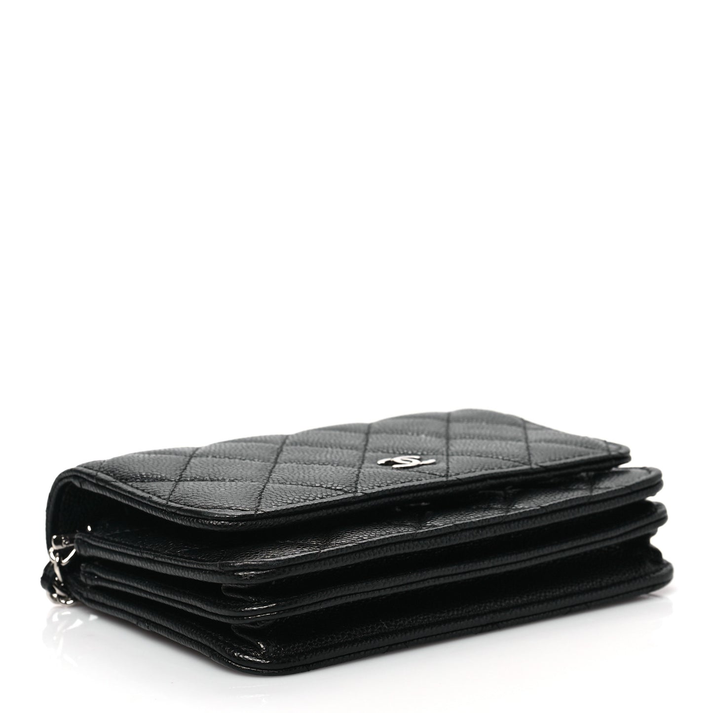 Caviar Quilted Mini Wallet On Chain WOC Black