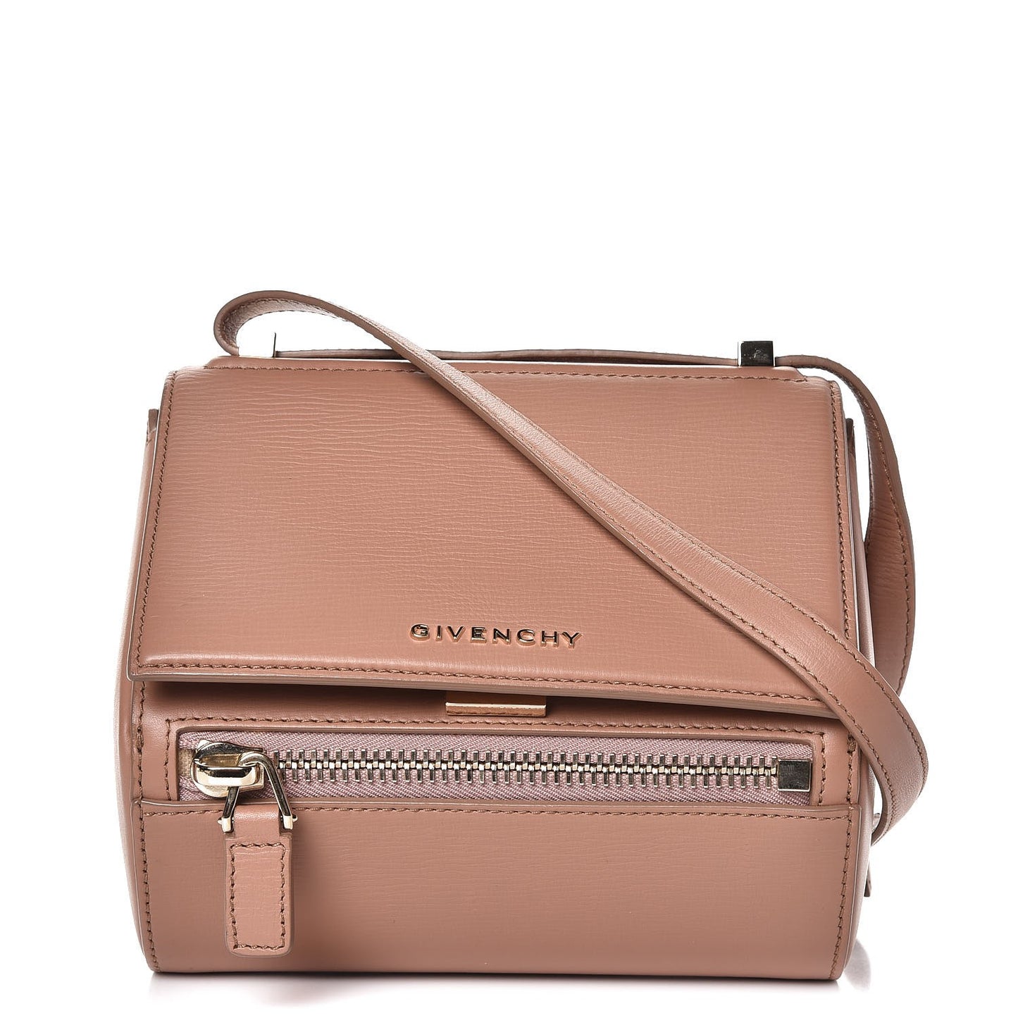 Textured Calfskin Mini Pandora Box Crossbody Bag Old Pink