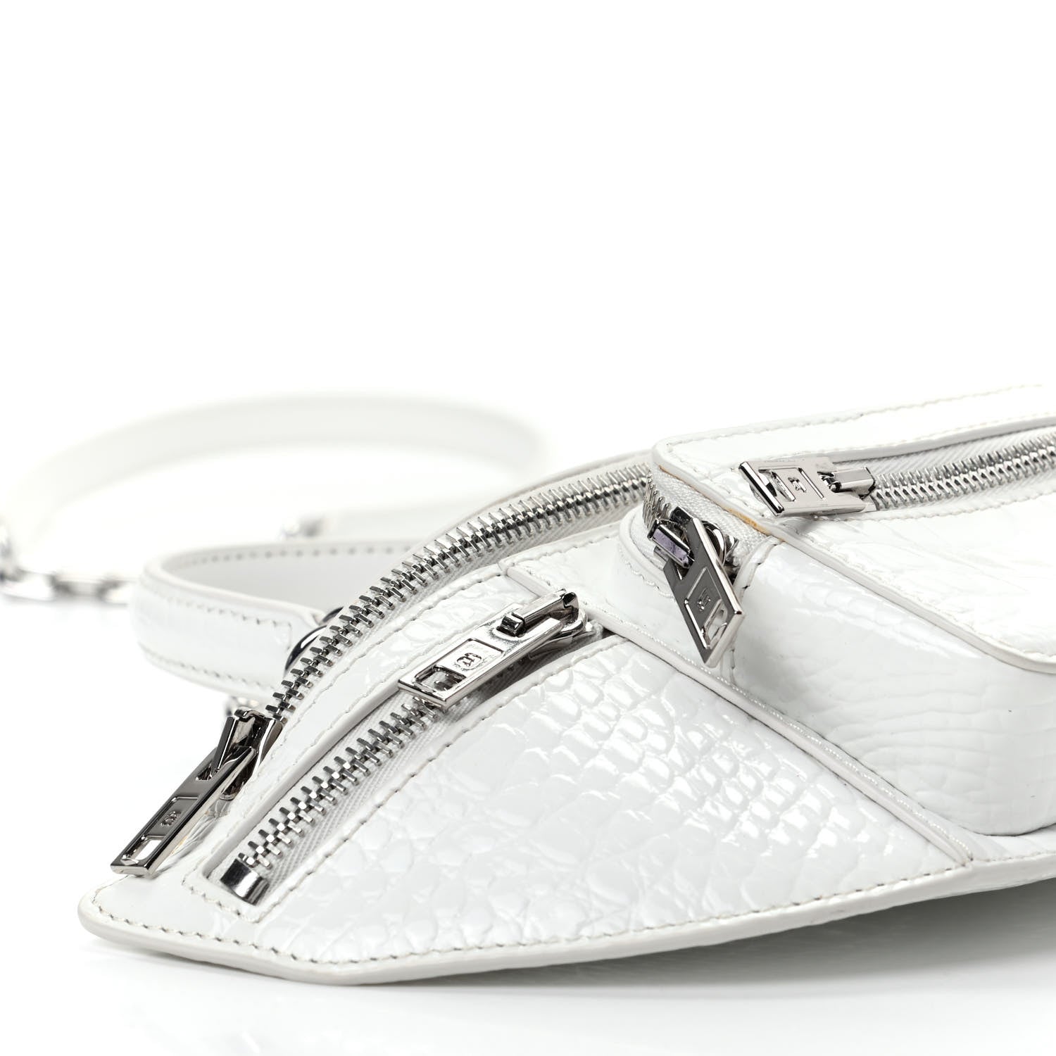 Alexander Wang Crocodile Embossed Patent Mini Top Handle Attica Belt Bag White 6 of 9