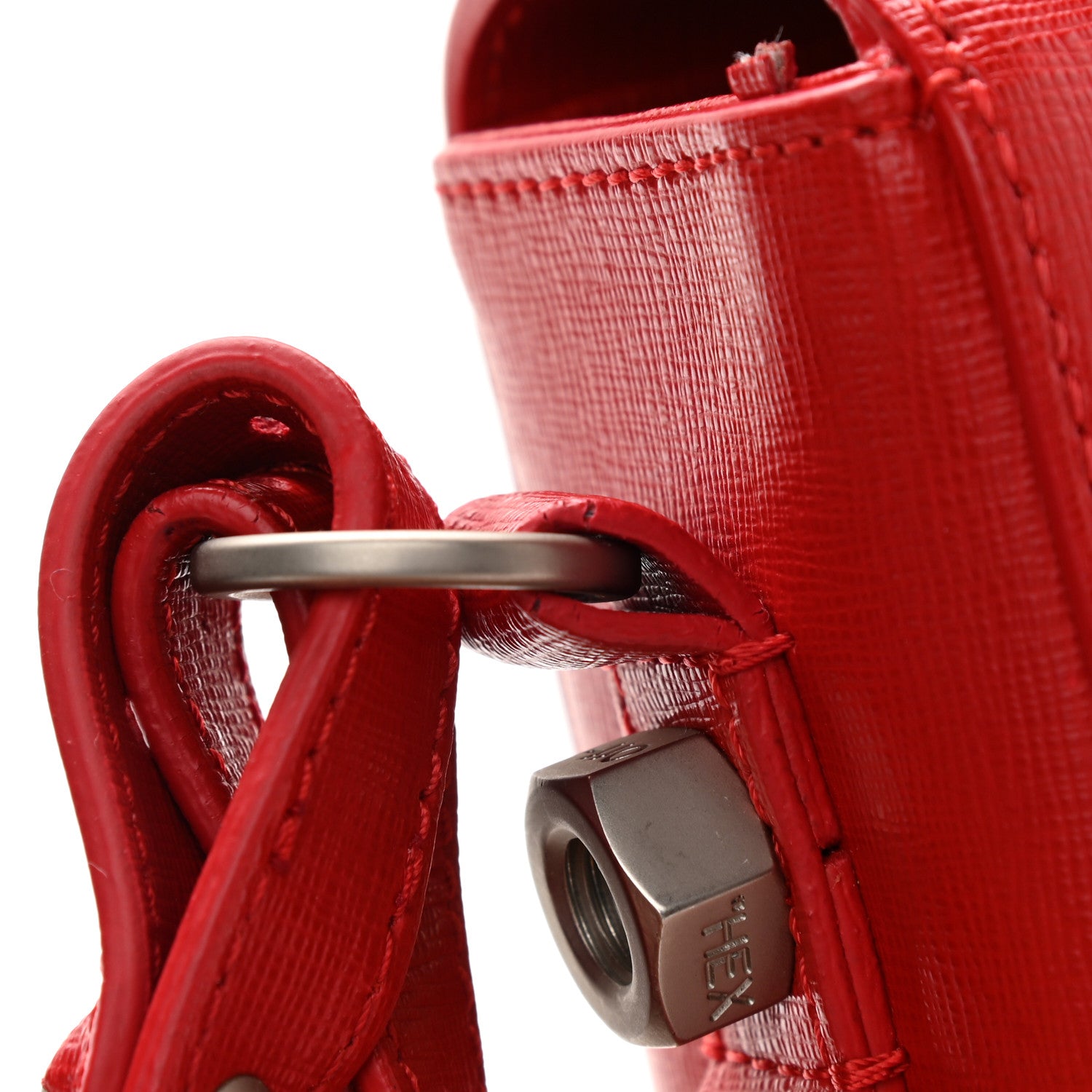 Off-White Saffiano Striped Diag Binder Flap Bag Red 15 of 15