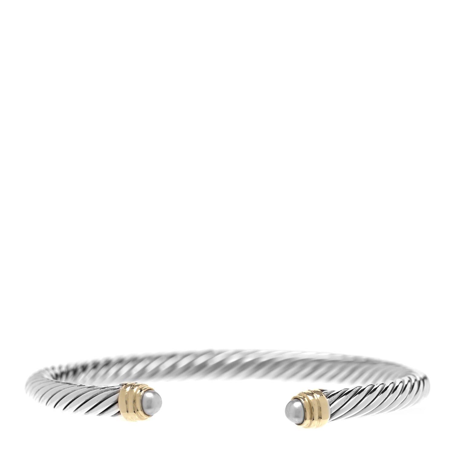 David Yurman Sterling Silver 14K Yellow Gold Pearl 5mm Cable Classics Petite Color Bracelet 1 of 3