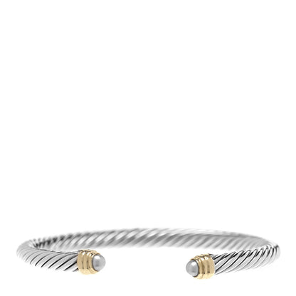 David Yurman Sterling Silver 14K Yellow Gold Pearl 5mm Cable Classics Petite Color Bracelet 1 of 3