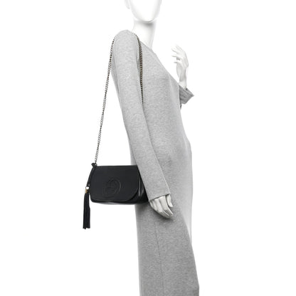 Gucci Pebbled Calfskin Medium Soho Flap Crossbody Black 2 of 12
