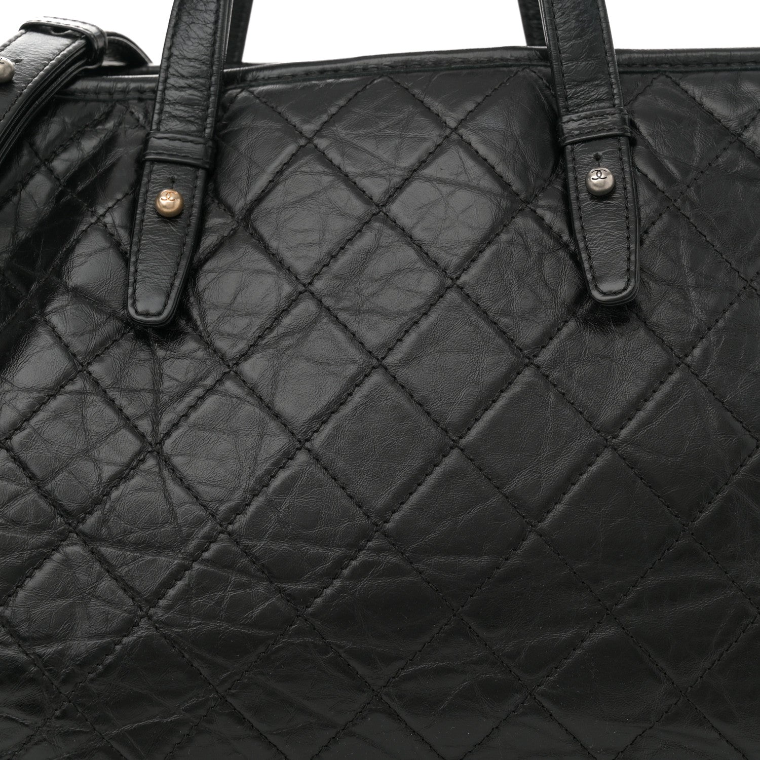 Chanel Aged Calfskin Quilted Large Gabrielle Shopping Tote Black 8 of 15