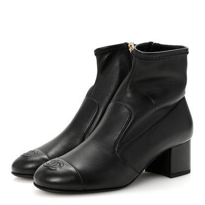 Chanel Stretch Lambskin Cap Toe CC Uniform Short Boots 37 Black 4 of 9