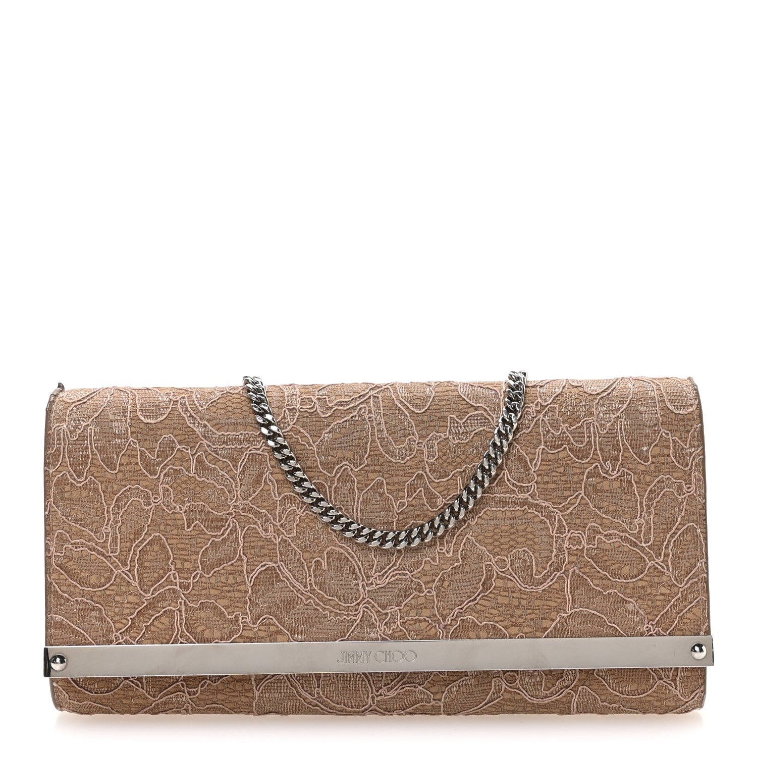 Jimmy Choo Lace Milla Wallet on Chain Powder Pink 1 of 10