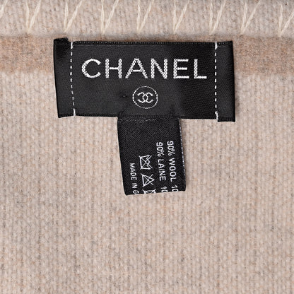 Chanel Merino Wool Cashmere CC Throw Blanket Beige White 5 of 5